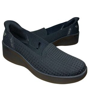 SKECHERS Slip-ins Martha Stewart Wedge Shoes Black Knit Sz 8.5 Pier-Lite Comfort